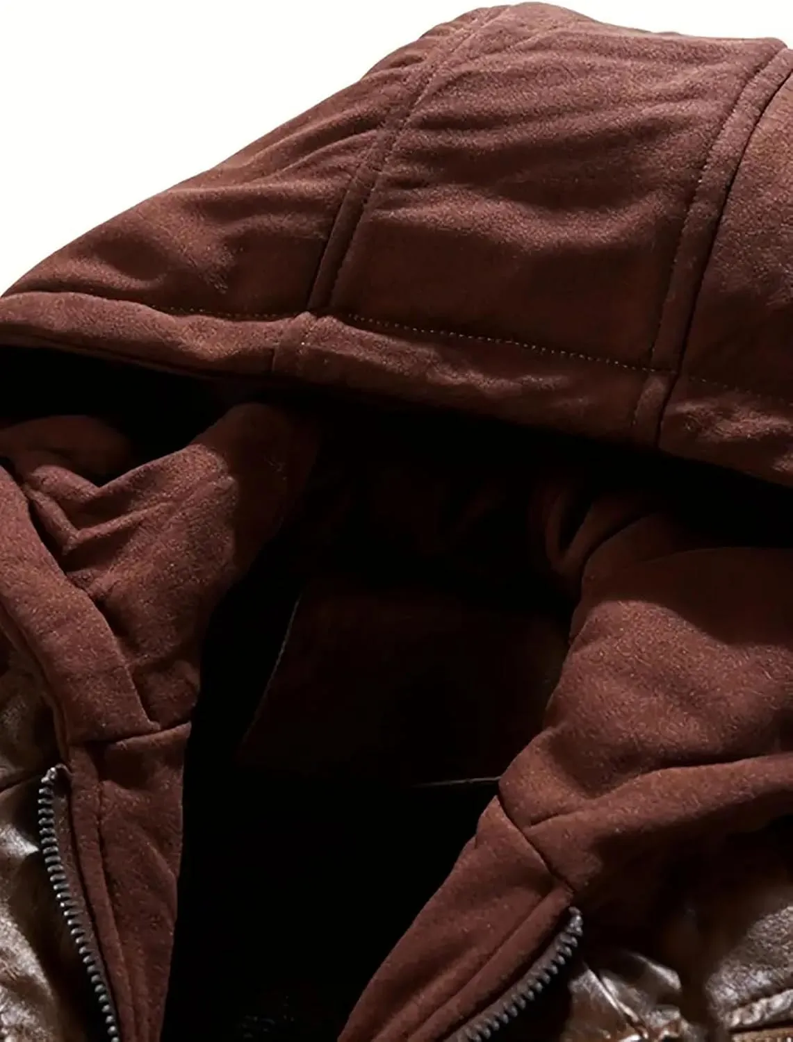 Men's Faux Leather Jacket with Hood Classic Moto Biker Coat Slim Fit Casual Zip-Up Outerwear