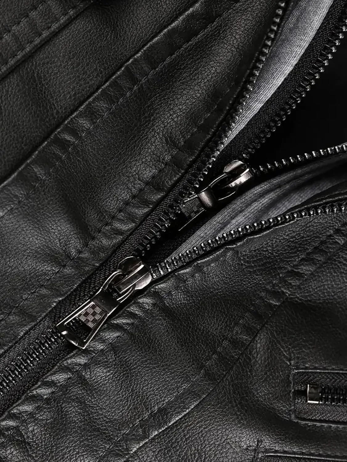 Men's Faux Leather Jacket with Hood Classic Moto Biker Coat Slim Fit Casual Zip-Up Outerwear