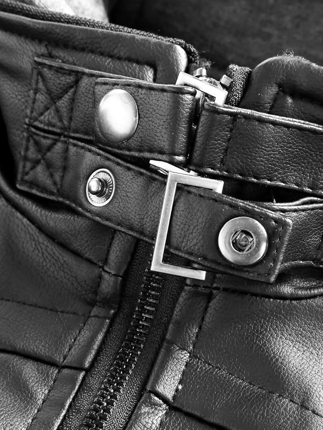 Men's Faux Leather Jacket with Hood Classic Moto Biker Coat Slim Fit Casual Zip-Up Outerwear