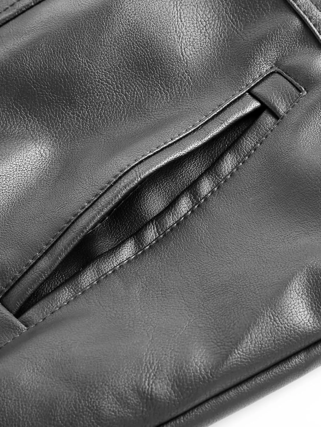 Men's Faux Leather Jacket with Hood Classic Moto Biker Coat Slim Fit Casual Zip-Up Outerwear