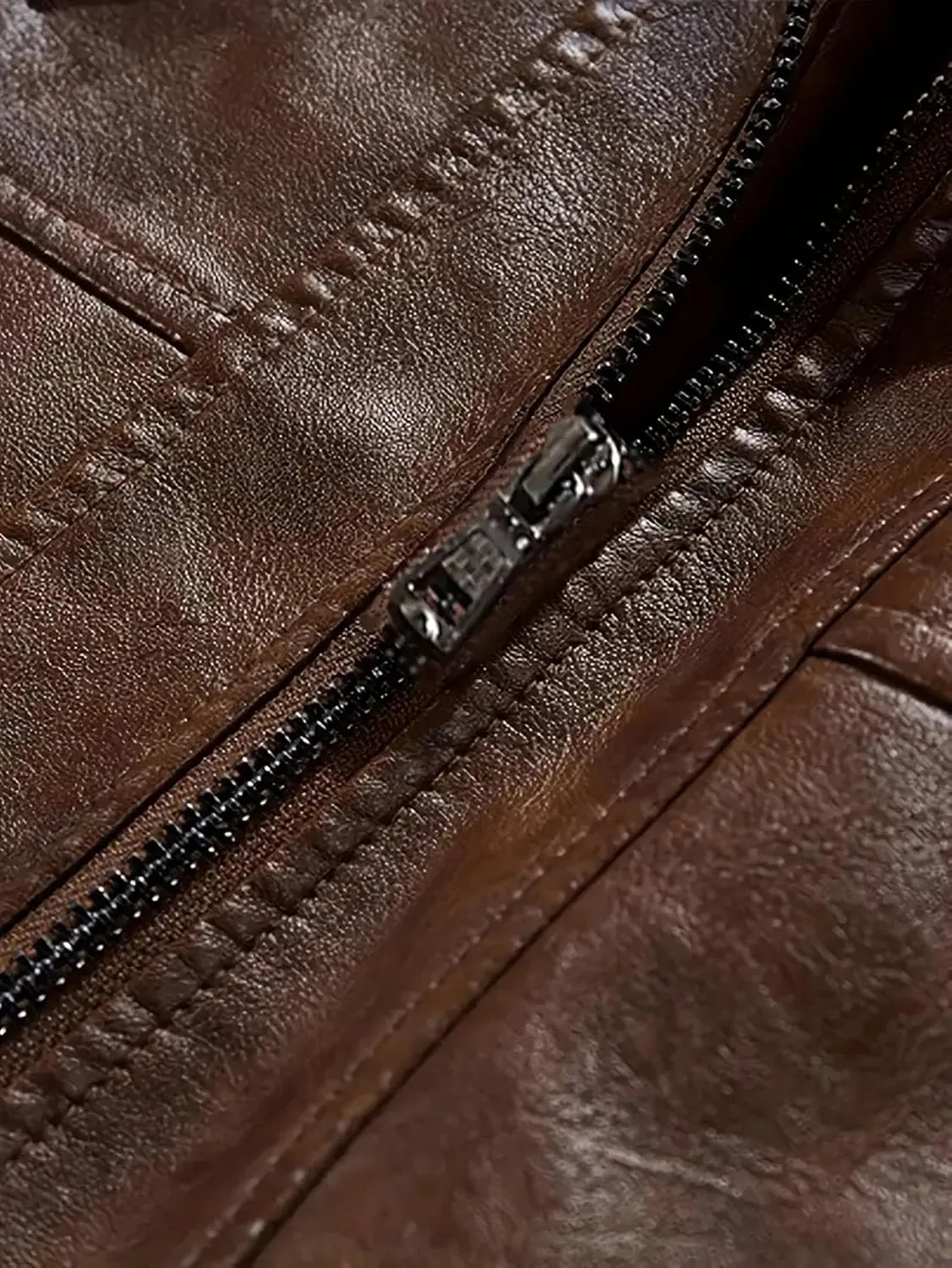 Men's Faux Leather Jacket with Hood Classic Moto Biker Coat Slim Fit Casual Zip-Up Outerwear