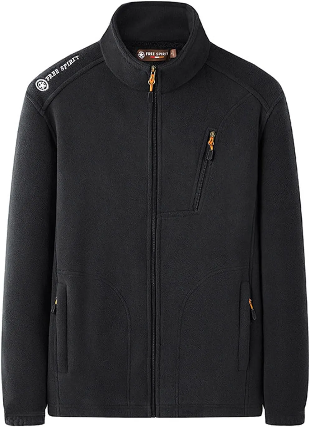 Men's Full-Zip Fleece Tactical Jackets Mock Neck Sweatshirt Softshell Windbreaker Outdoor Coats with Zip Pockets
