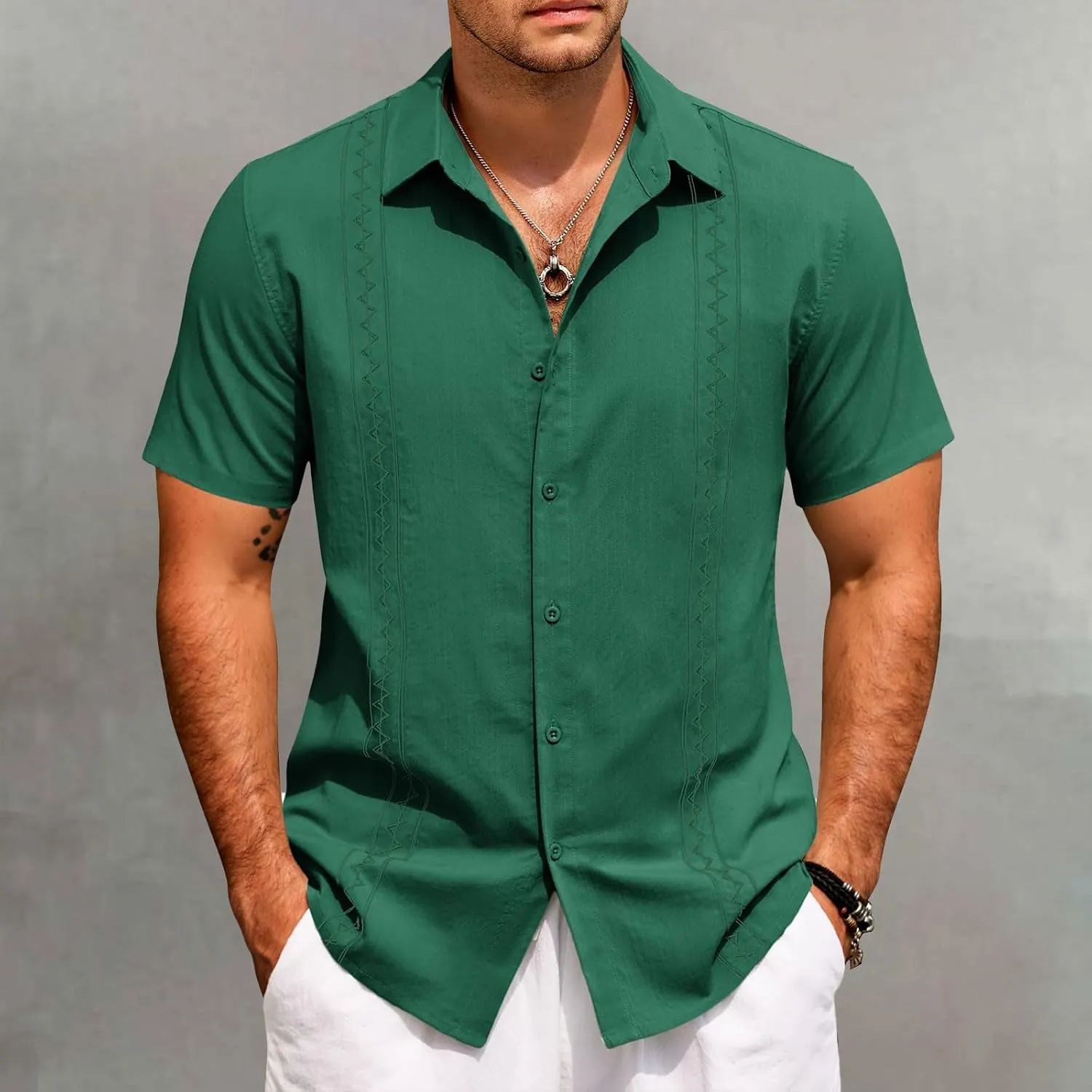 Men's Hawaiian Shirt Short Sleeves Printed Pocket Long Sleeve Shirt Top Vacation Beach Floral Palm Shirts Hawaiian