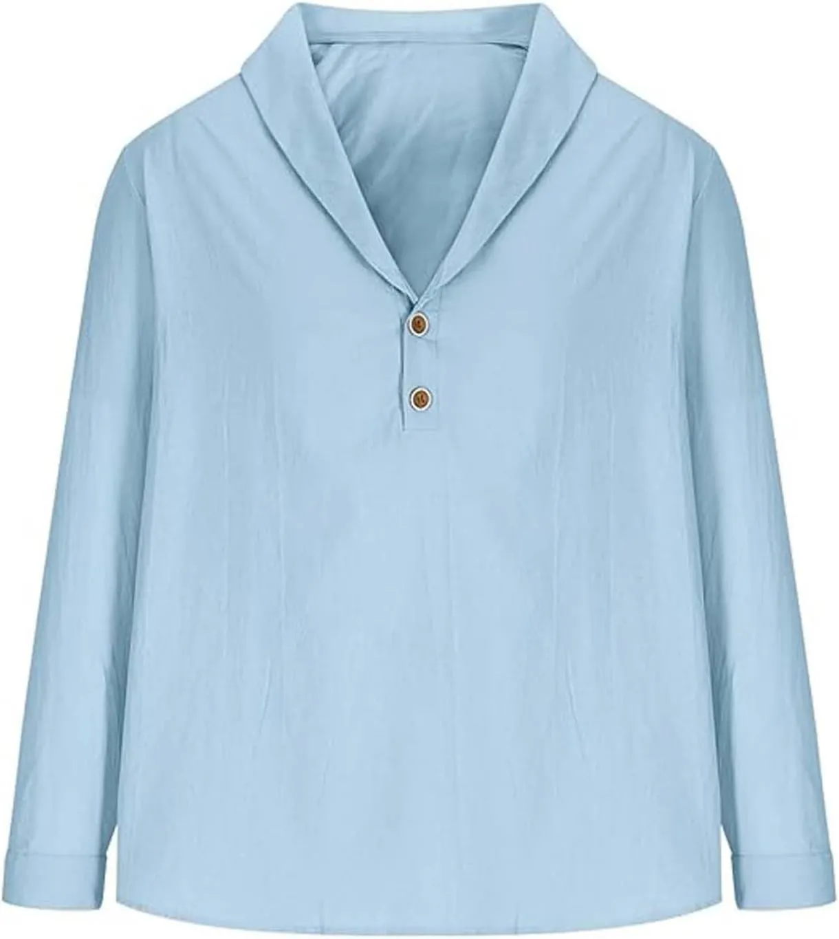 Mens Linen Shirts Henley Roll-up Long Sleeve Casual V Neck T-Shirt Loose-Fit Lightweight Beach Yoga Tunic Tops