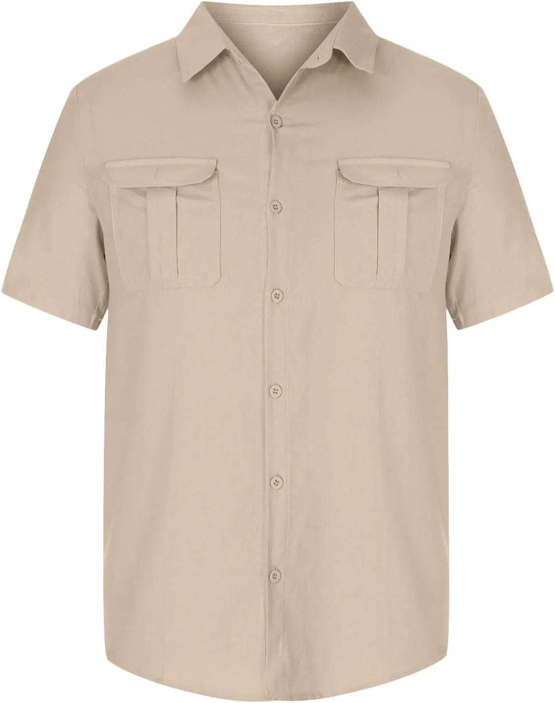 Mens Linen Shirts Short Sleeve Button Down Casual Fishing Shirt Business Dress Clothing Cuban Camp Shirts Summer Tops