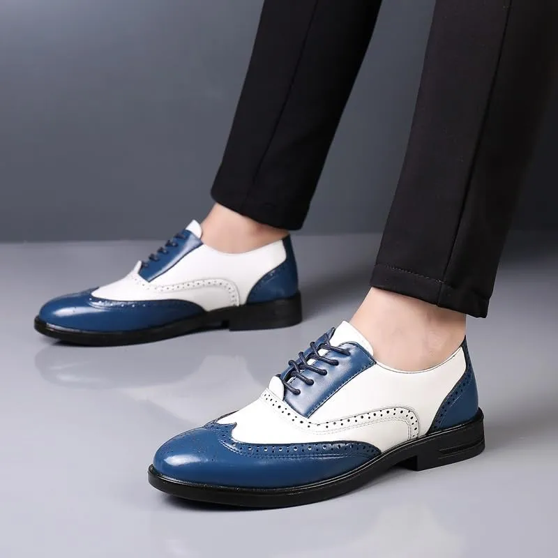 Mens Oxford Shoes Classic Lace Up Prom Pointed Toe Waterproof Leather Anti-Slip Non Slip Resistant Outdoor