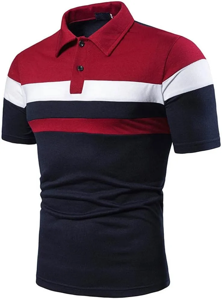 Men's Polo Shirts Short Sleeve Button Collared Business Work Golf Polo Shirts Stretch Casual Cotton T Shirts for Men