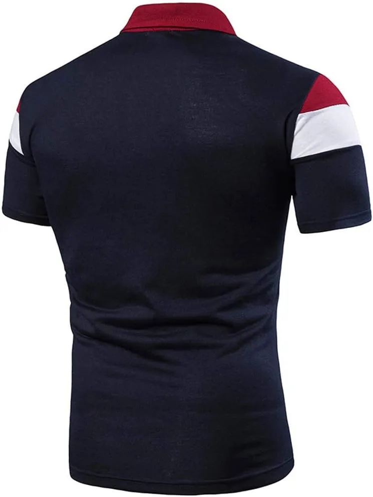 Men's Polo Shirts Short Sleeve Button Collared Business Work Golf Polo Shirts Stretch Casual Cotton T Shirts for Men