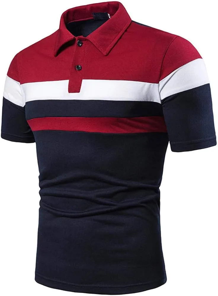 Men's Polo Shirts Short Sleeve Button Collared Business Work Golf Polo Shirts Stretch Casual Cotton T Shirts for Men