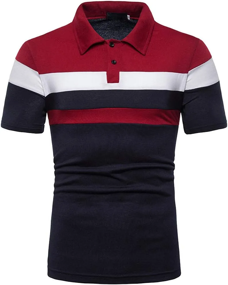 Men's Polo Shirts Short Sleeve Button Collared Business Work Golf Polo Shirts Stretch Casual Cotton T Shirts for Men