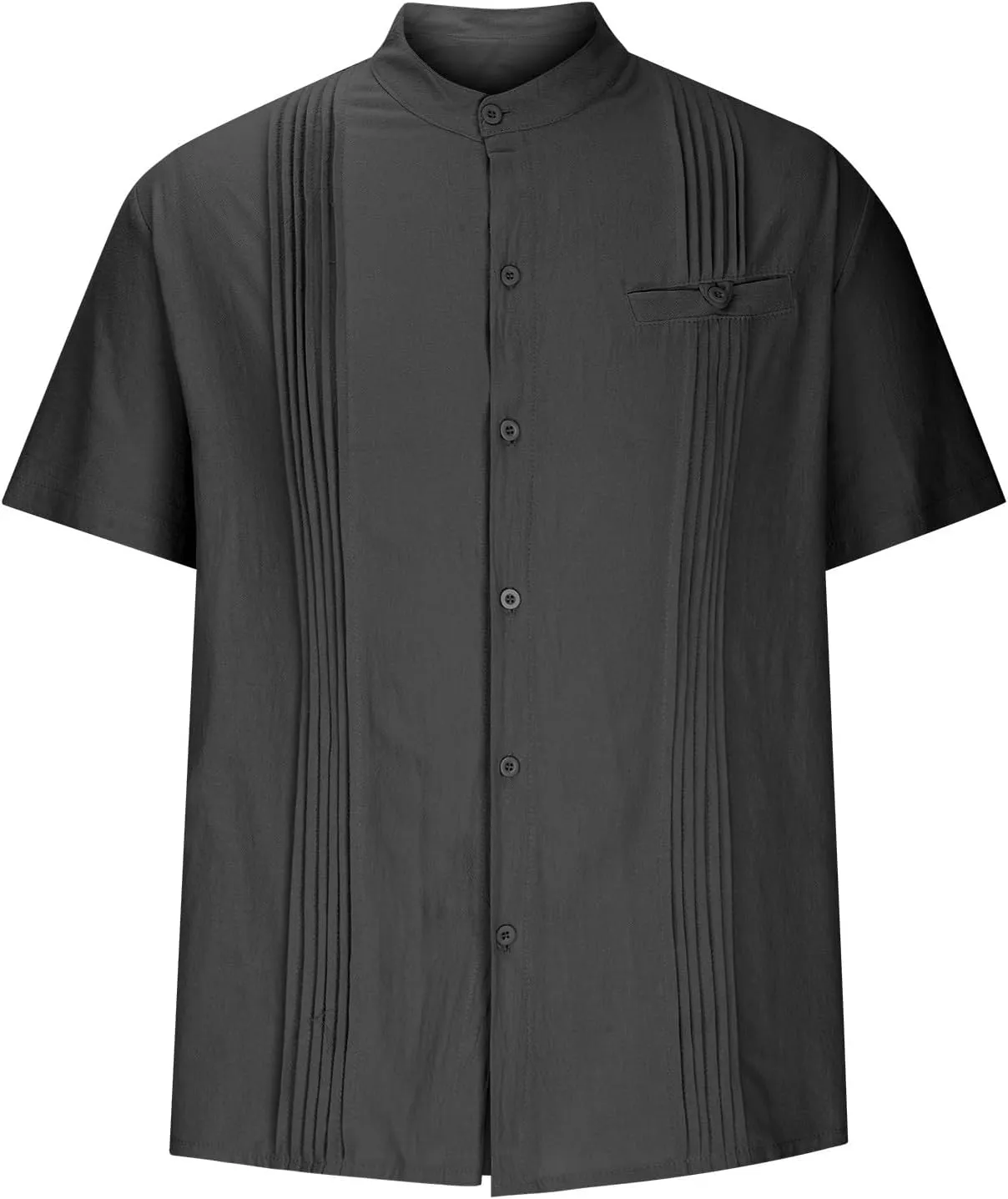 Mens Shirt Cotton Linen Short Sleeve Button Down T Shirts Casual Summer Loose Beach Vacation Shirts Textured Shirts