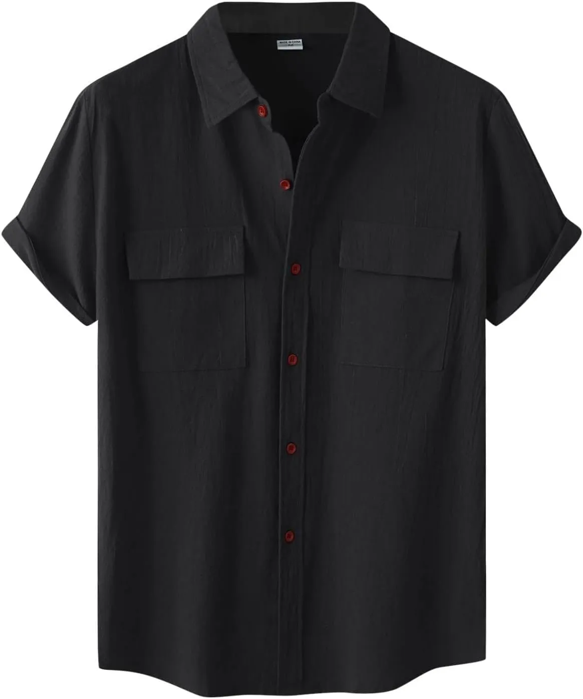 Men's Shirt Linen Short Sleeve Button Down Shirts Solid Casual Dress Shirt Summer Going Out Camp Tops Daily Clothing