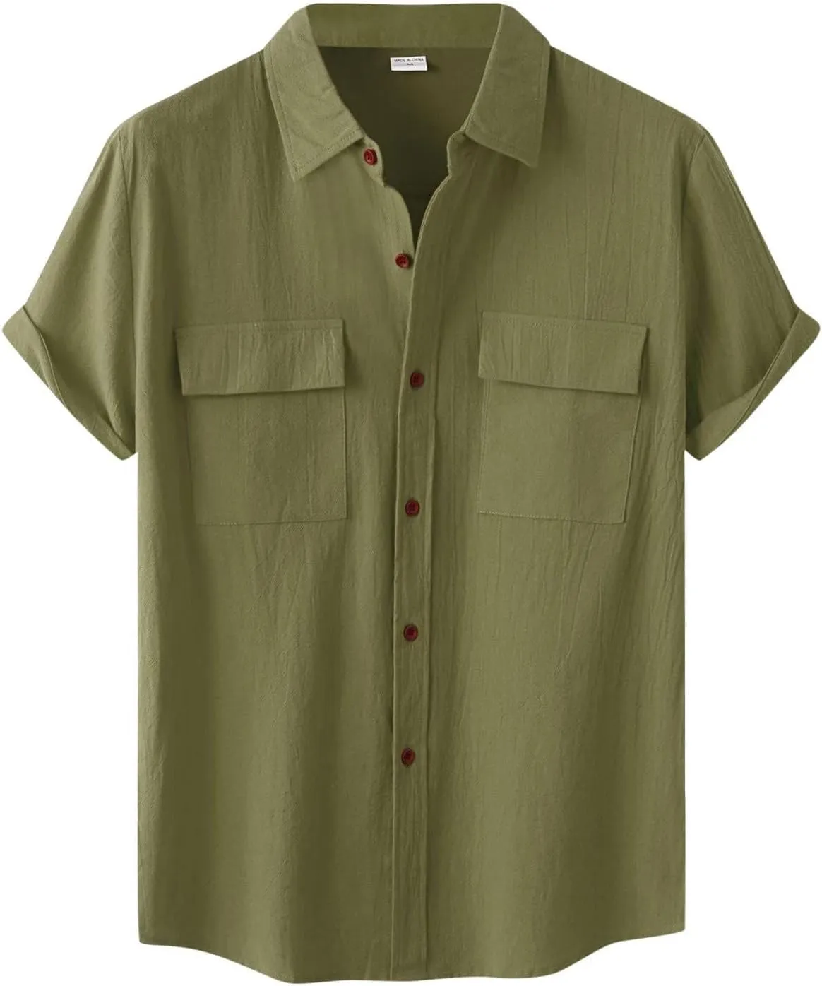 Mens Short Sleeve Button Down Shirts Lounge Summer Vacation Beach Shirts with Pockets Camp Yoga Linen Shirt for Men