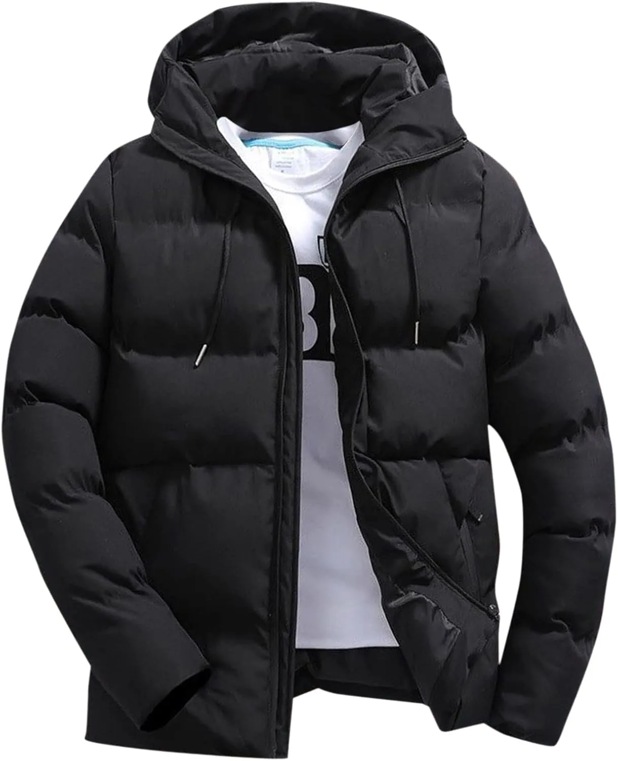 Mens Winter Jacket, Waterproof Zip Up Long Sleeve Windbreaker Coat Repellent Fall Jackets Workout Men's Puffer Vest