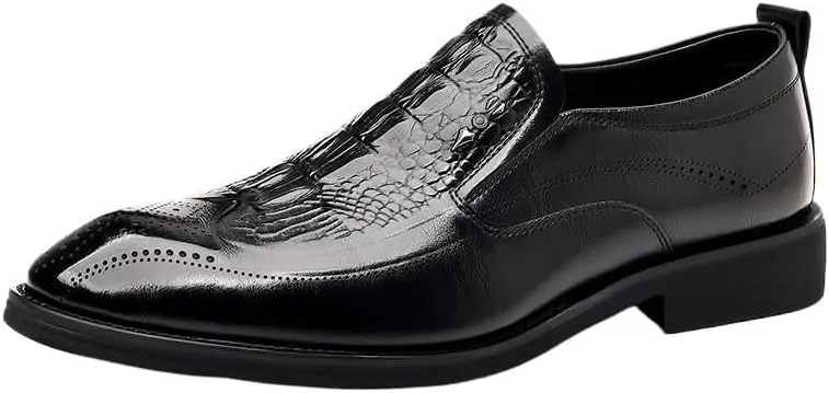 Modern Formal Shoes for Mens Top-Grain Leather Comfort Orthopedic Slip-on Low Top Rubber Sole Non Slip Classic Oxford