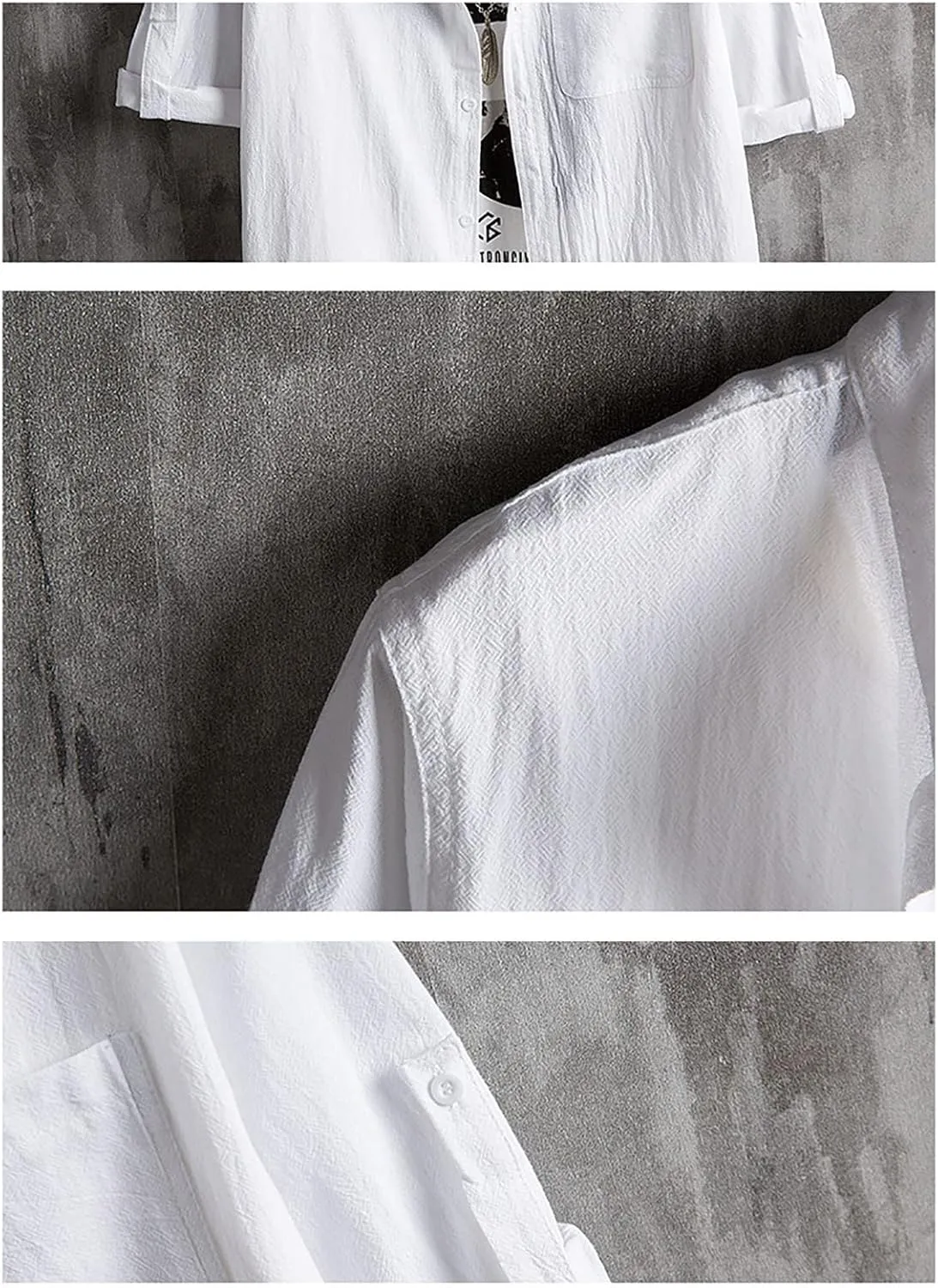 Muscularfit Short Sleeve Henley Shirts for Men Casual Stylish Cotton Linen Summer Tee Regular-Fit Chest Pocketed Button Shirt