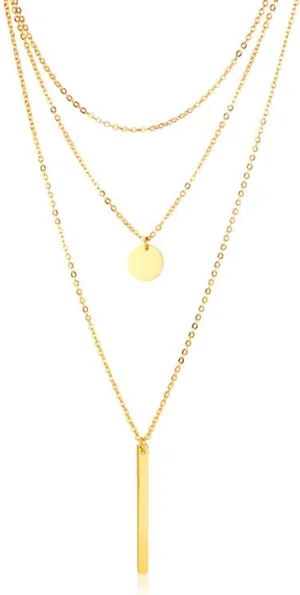 Necklaces, Stainless Steel Cuban Chain Multi Layer Necklace Geometry Pendant Necklaces Jewelry Gift for Mom Women