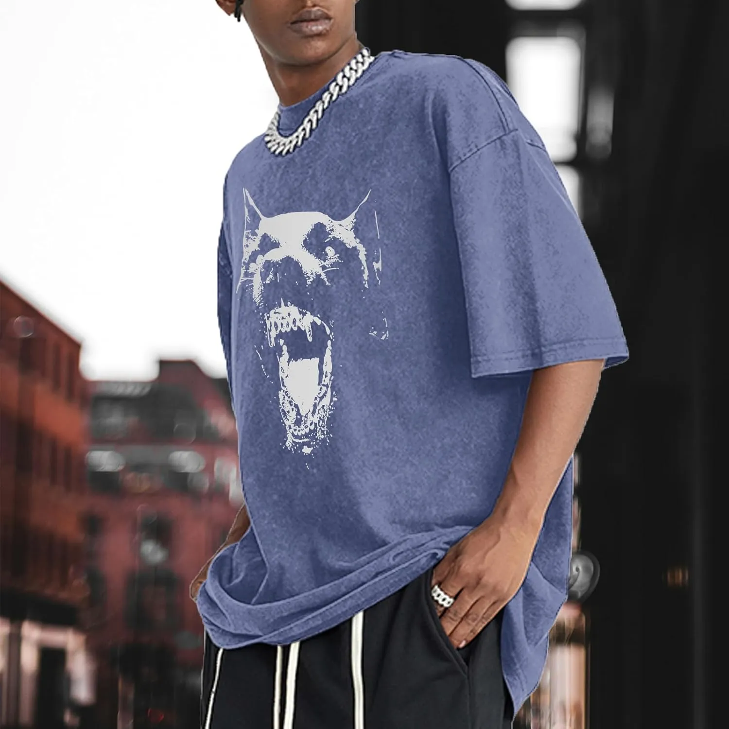 Oversized Graphic Tees Vintage Shirt Men Baggy Y2k Cotton Acid Wash T Shirts Harajuku Streetwear Grunge Aesthetic Top