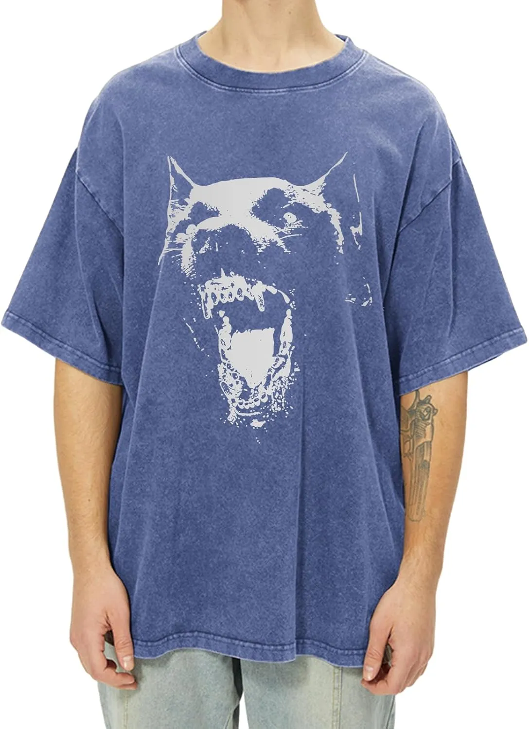 Oversized Graphic Tees Vintage Shirt Men Baggy Y2k Cotton Acid Wash T Shirts Harajuku Streetwear Grunge Aesthetic Top