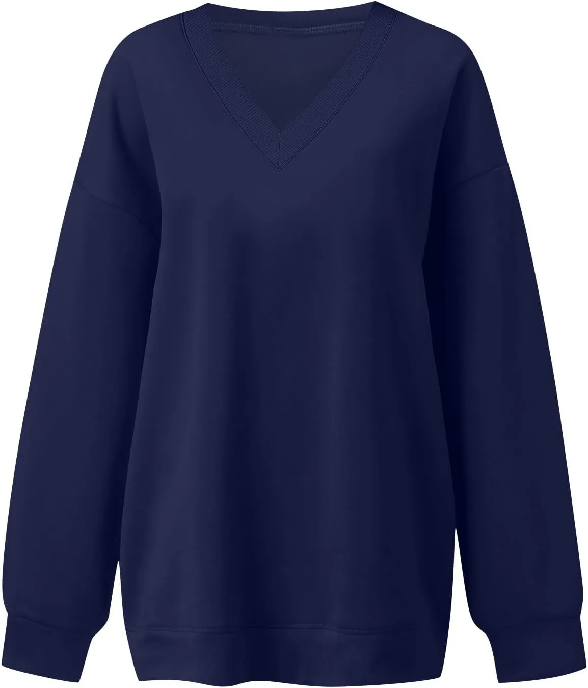 Oversized Sweatshirt For Women Plus Size V Neck Long Sleeve Drop Shoulder Pullover Hoodies Trendy Winter Clothes