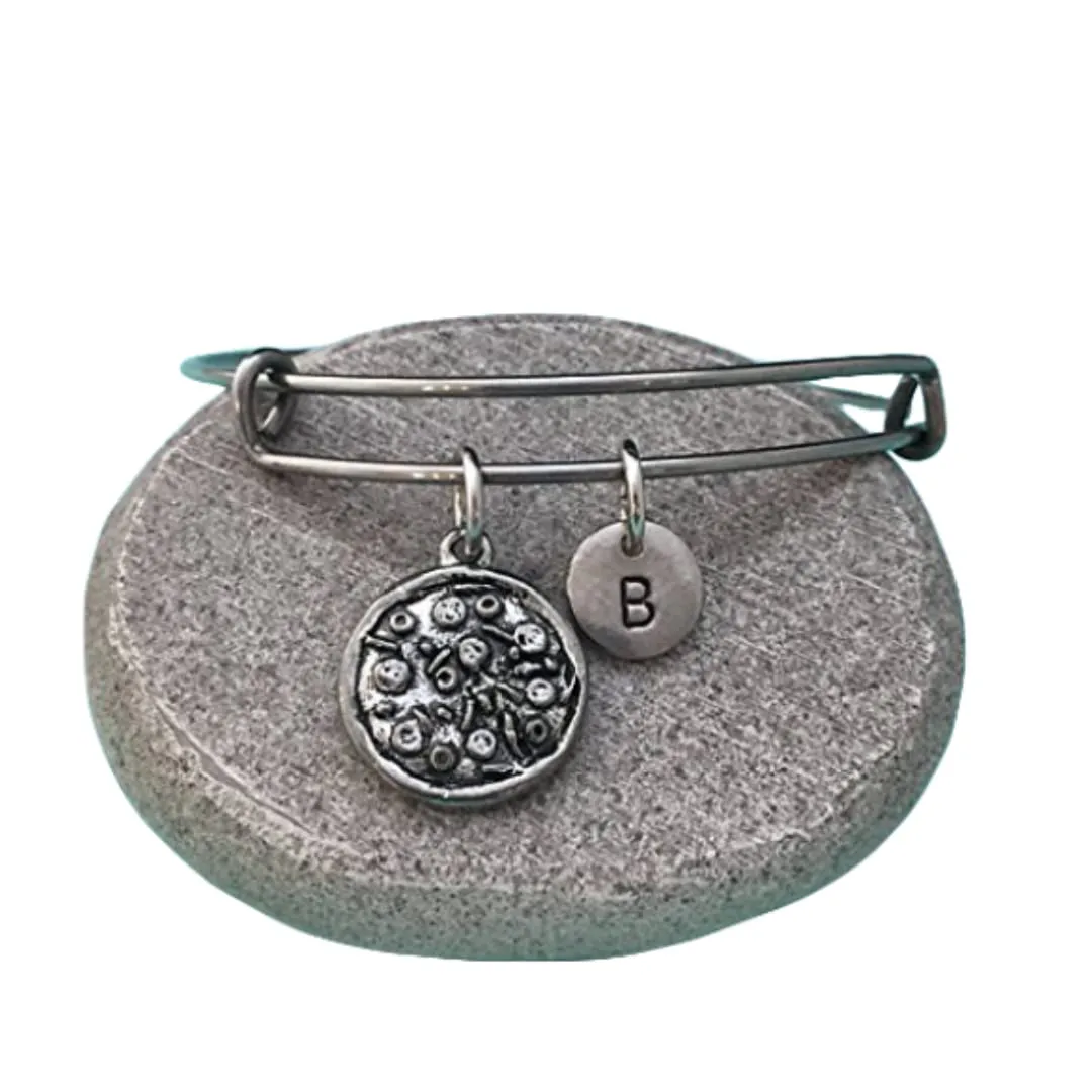 Pizza bangle, pizza charm bracelet, expandable bangle, charm bangle, personalized bracelet, initial bracelet, monogram