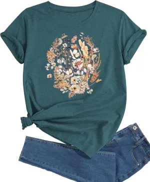 Plus Size Dandelion Graphic Tees for Women Sunflower T Shirt for Women O Neck Short Sleeve Top Tees