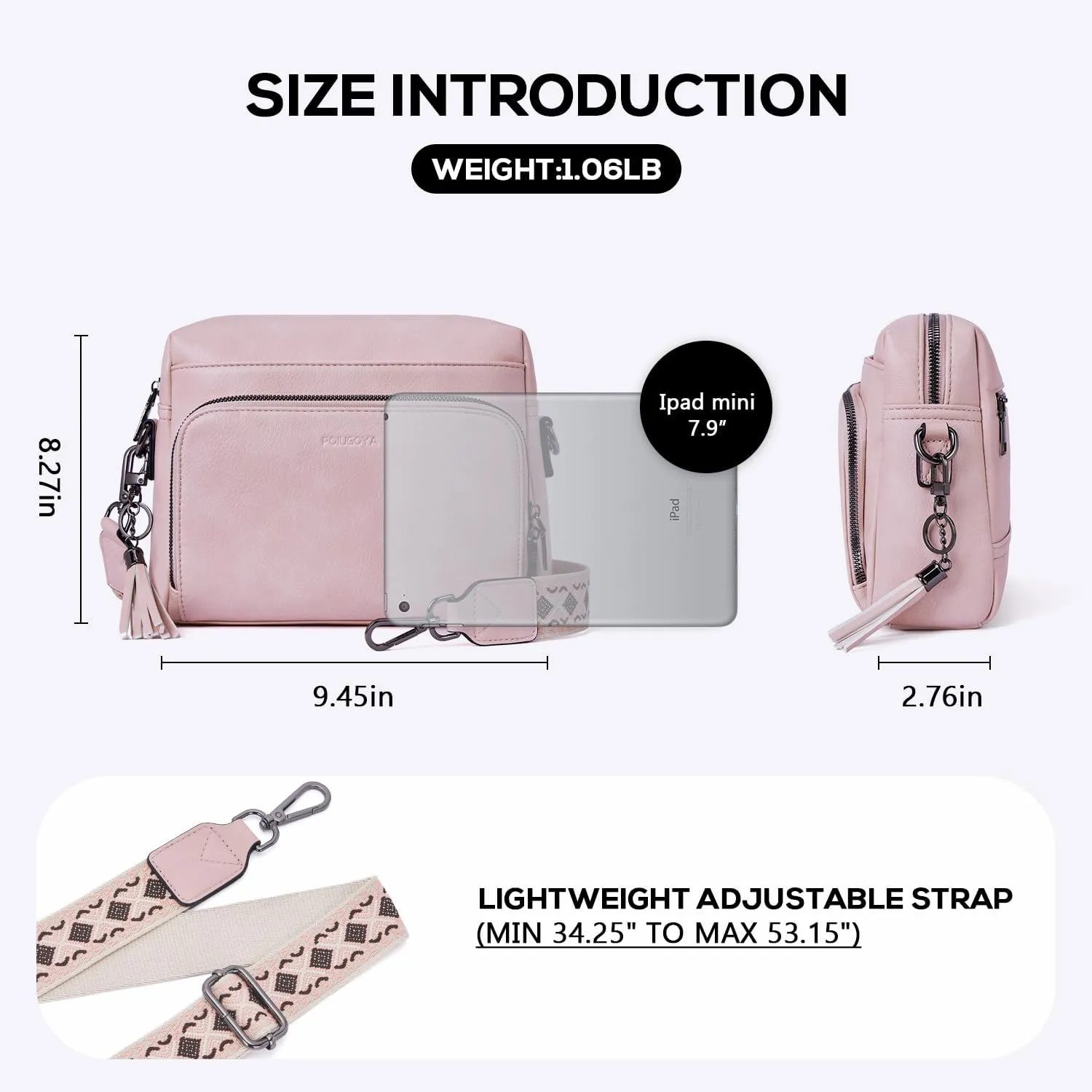POIUGOYA Crossbody Purses for Women Trendy,Vegan Leather Medium Crossbody Bag,Women's Crossbody Travel Purse Built in Wallet