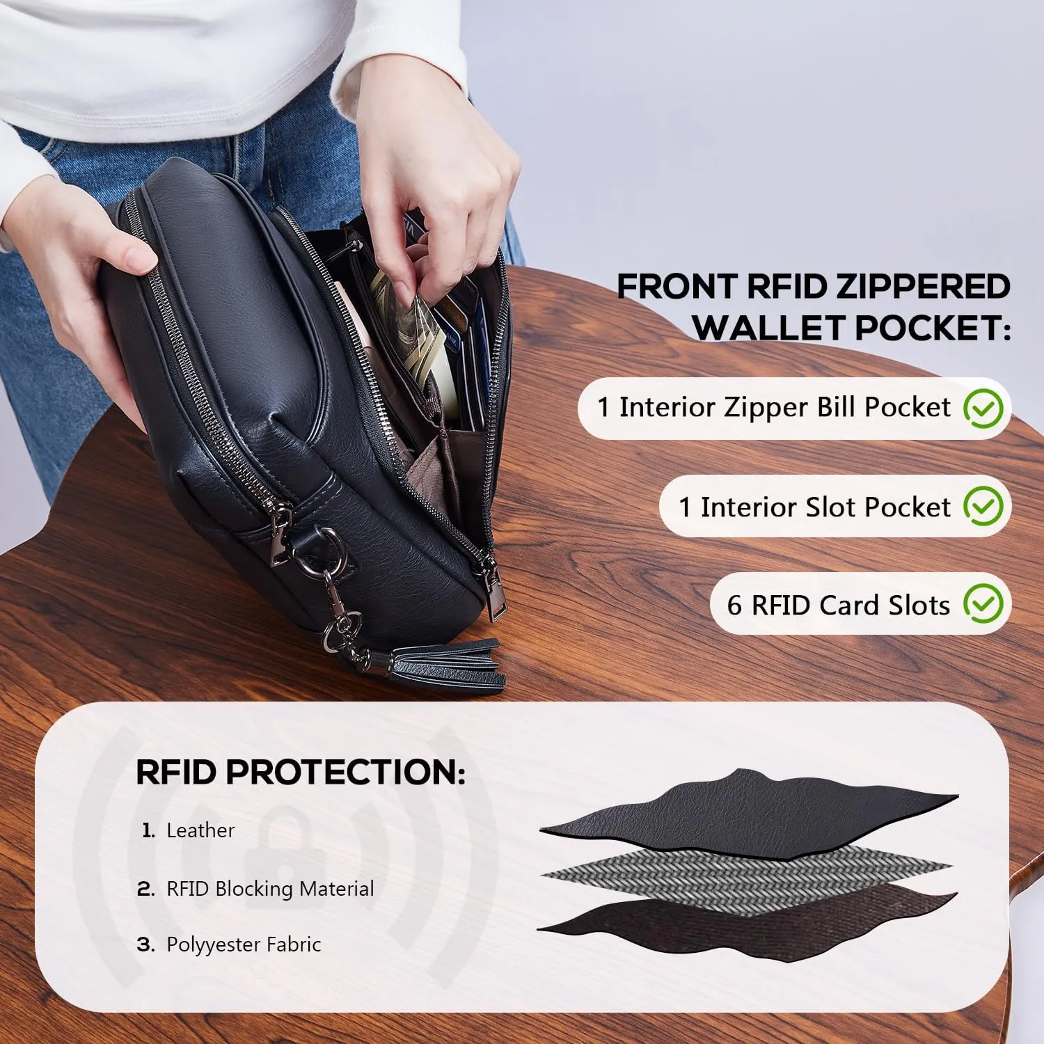 POIUGOYA Crossbody Purses for Women Trendy,Vegan Leather Medium Crossbody Bag,Women's Crossbody Travel Purse Built in Wallet