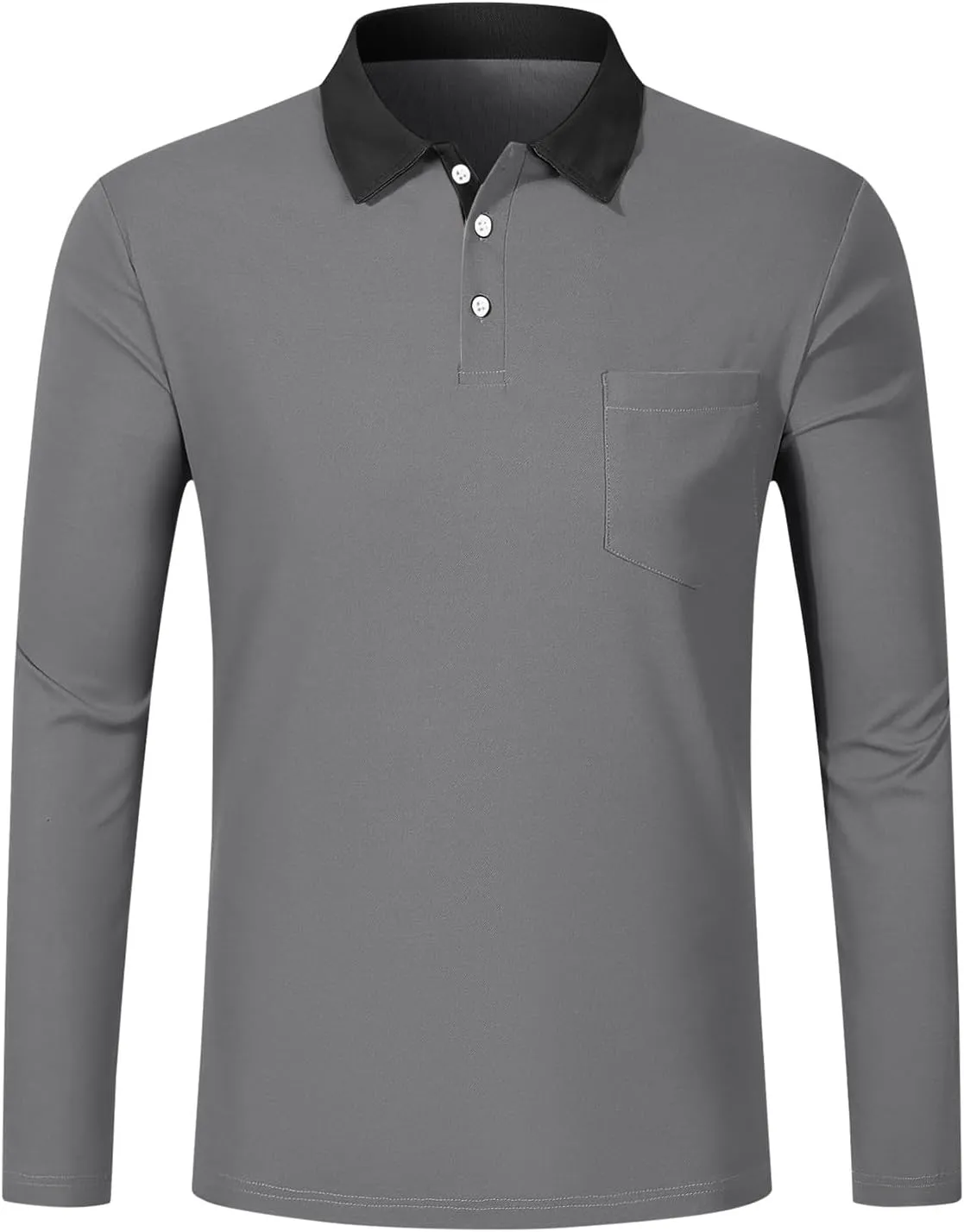 Polo Long Sleeve Shirts for Men Casual Half Zip Golf Shirts Fashion Color Block Basic Tops with Pocket Big and Tall