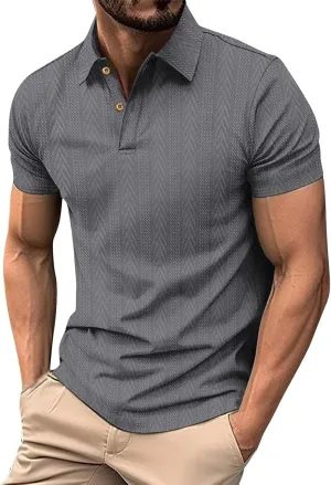 Polo Shirts for Men Short Sleeve Casual Summer Loose Fit Shirt Big and Tall Button Up Muscle Collared Fashion Beach T-Shirt