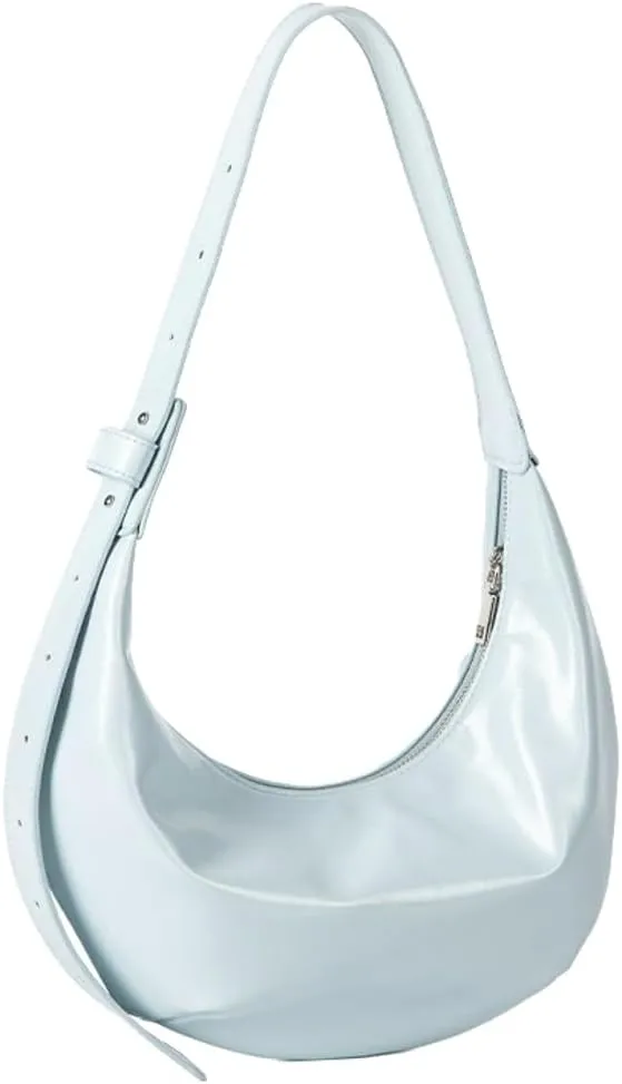 PU Leather Sling Bags for Women Crescent Hobo Bag with Adjustable Strap Small Clutch Purse with Zipper Closure