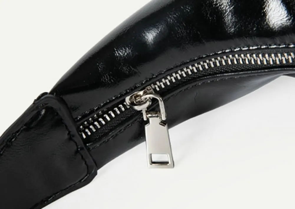 PU Leather Sling Bags for Women Crescent Hobo Bag with Adjustable Strap Small Clutch Purse with Zipper Closure
