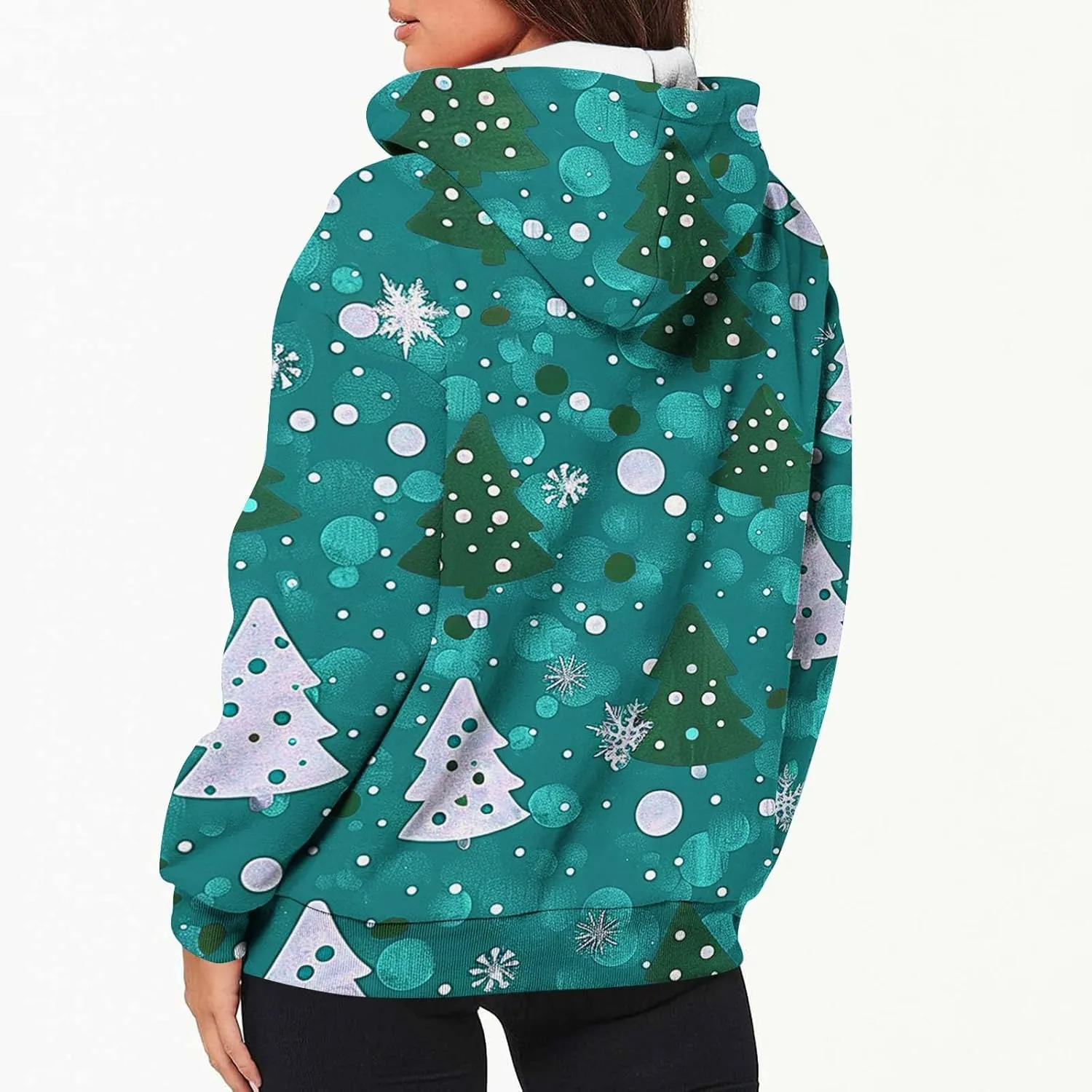 Quilted Jackets for Women Casual Christmas Print Winter Coats Full Zip Hoodies Long Sleeve Sweatshirt with Pockets