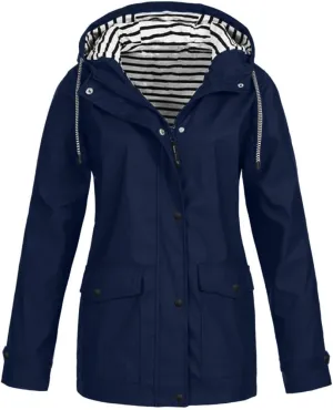 Rain Jacket for Women Waterproof Lightweight Raincoats With Hood Classic Active Outdoor Hooded Rain Coat Windbreaker