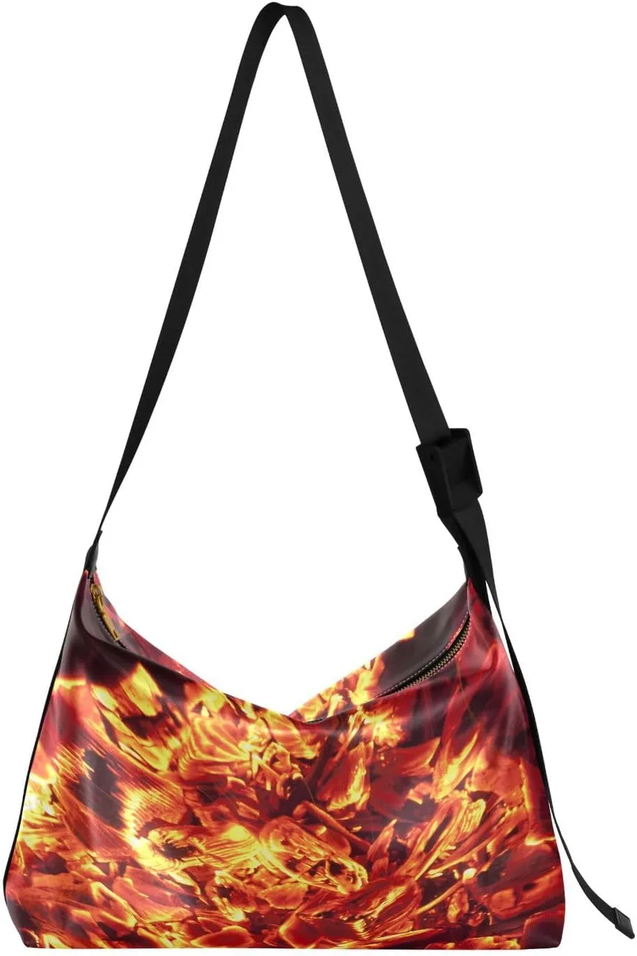 Red Hot Coals Womens Shoulder Bag Hobo Crossbody Leather Casual Tote Bag for Women Large Fire Flame Handbag Shopping Bag