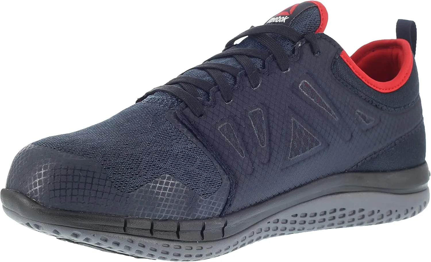 Reebok Men's Rb4250 Zprint Safety Steel Toe Athletic Work Shoe Navy Red and Grey