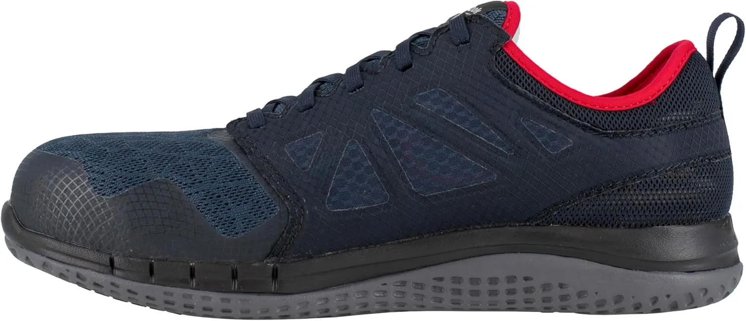 Reebok Men's Rb4250 Zprint Safety Steel Toe Athletic Work Shoe Navy Red and Grey