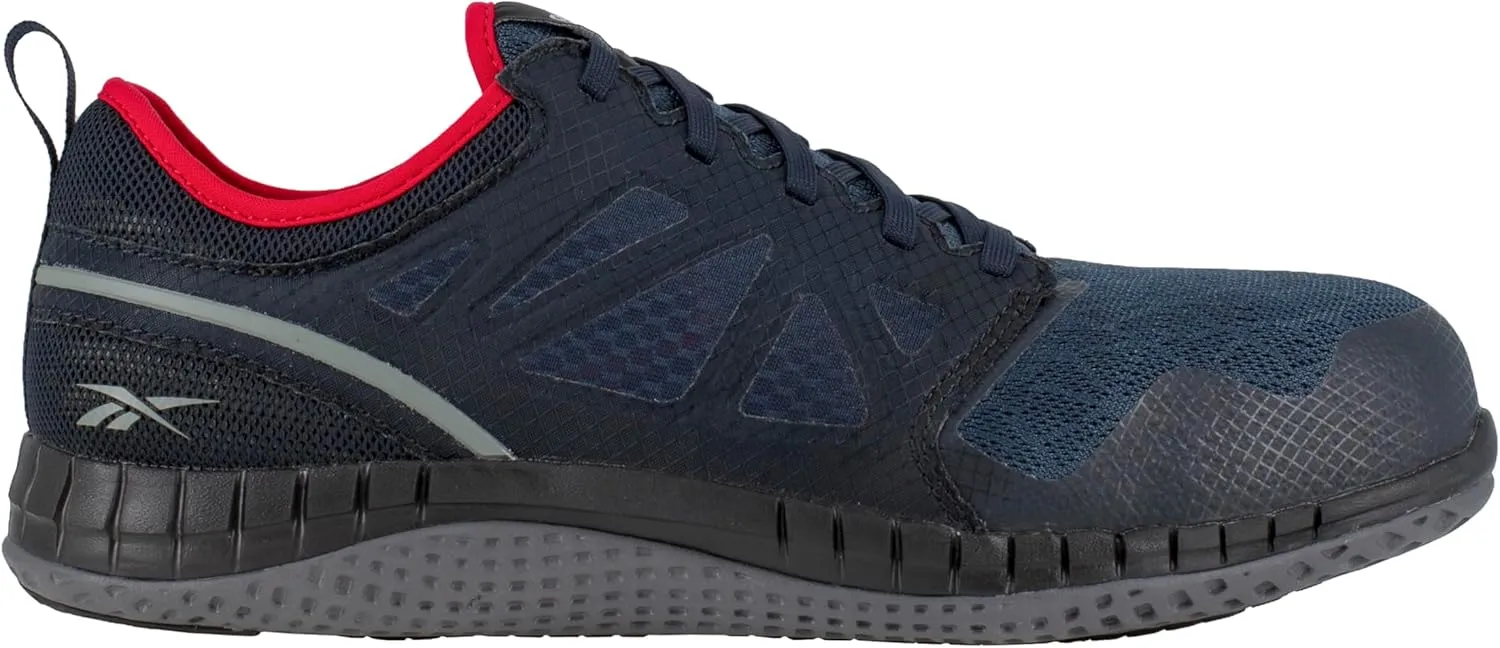 Reebok Men's Rb4250 Zprint Safety Steel Toe Athletic Work Shoe Navy Red and Grey