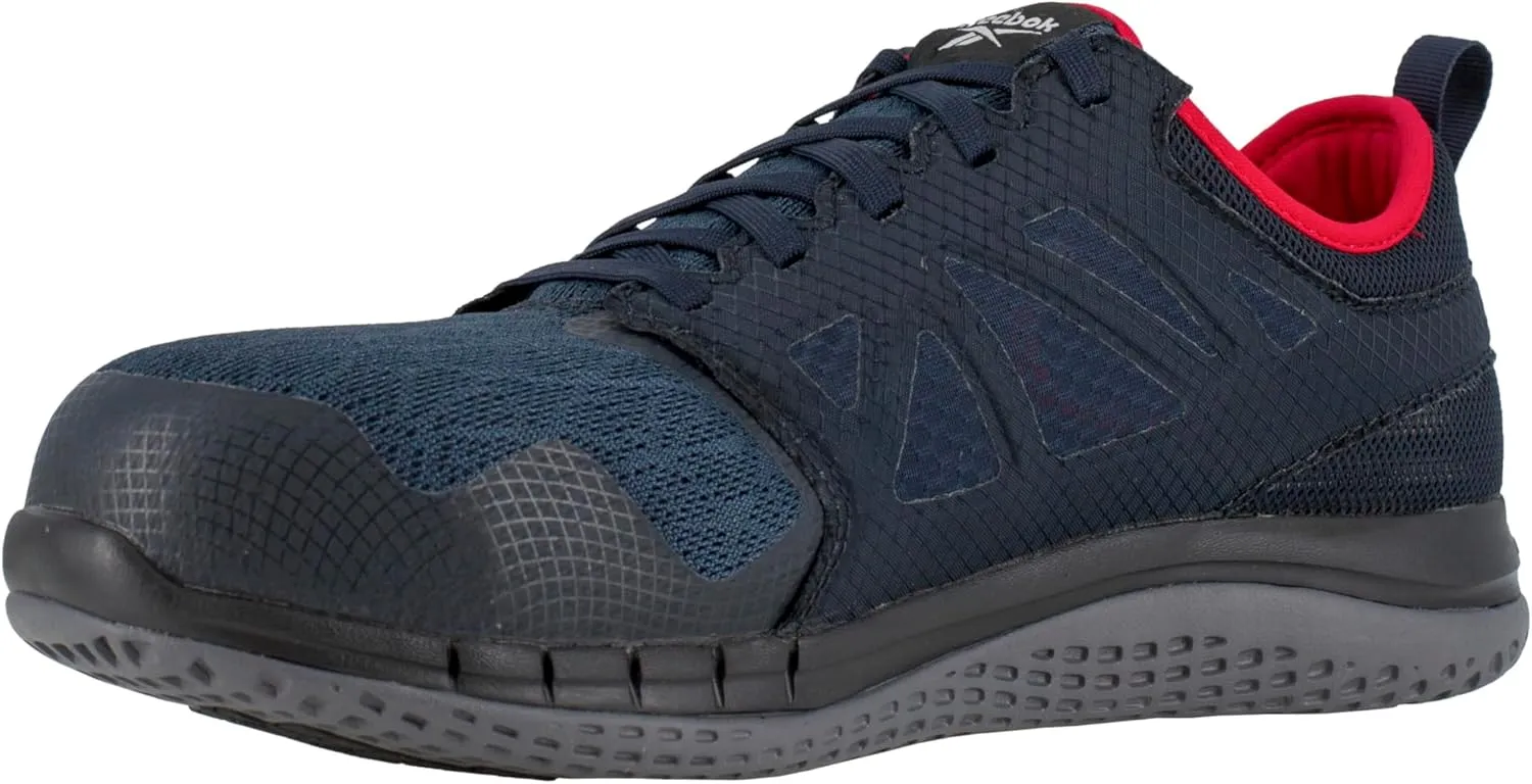 Reebok Men's Rb4250 Zprint Safety Steel Toe Athletic Work Shoe Navy Red and Grey