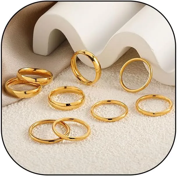 Rrdaily Dainty Knuckle Rings Set for Women, Vintage Thumb Joint Finger Stackable Rings Pack Simple Cute Womens Gold Rings Christmas Birthday Party Jewelry Gifts