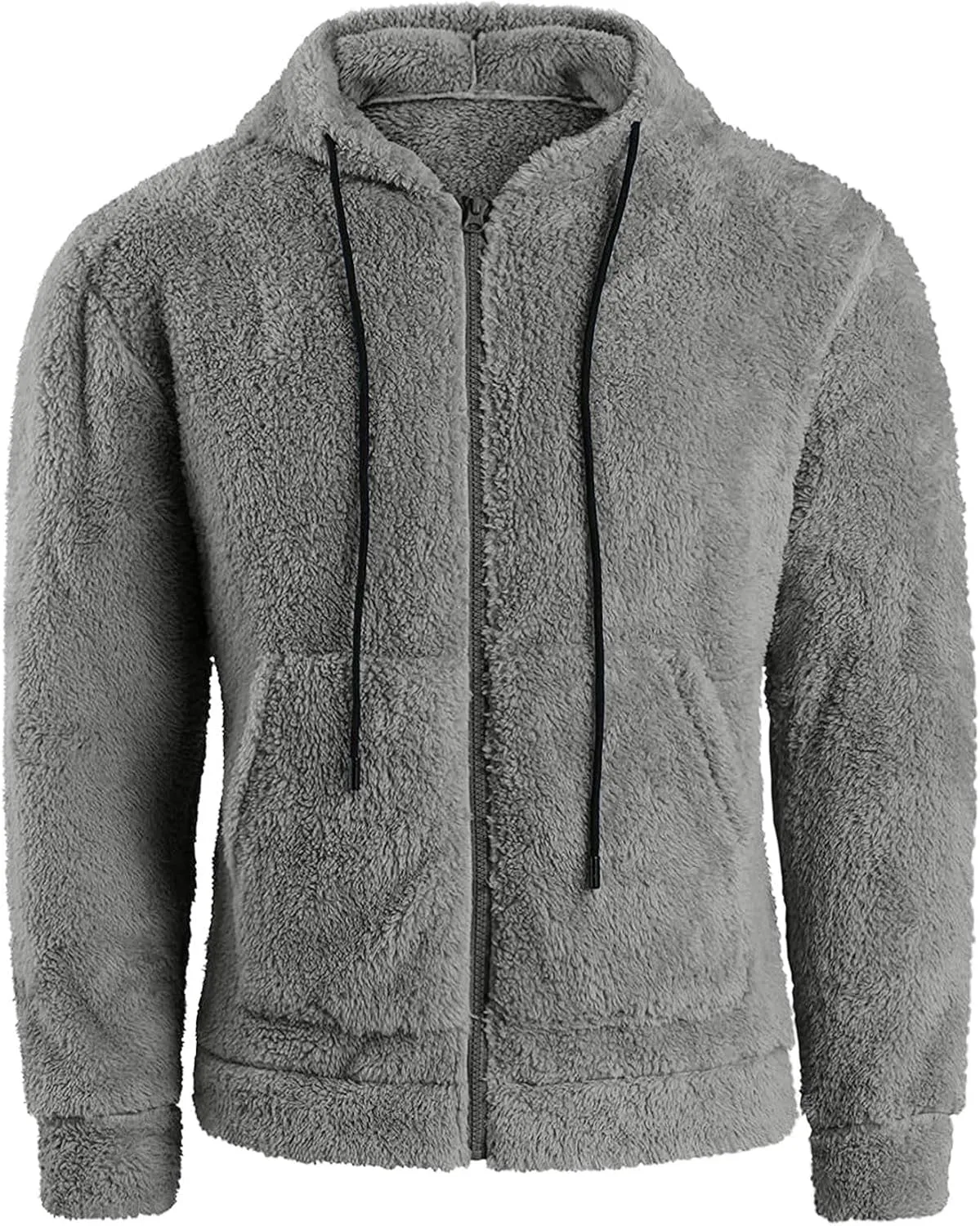 RTRDE Mens Casual Jacket Lightweight Sherpa Jackets Full Zip Warm Fuzzy Windproof Winter Coats Hooded Work Coats, M-3XL