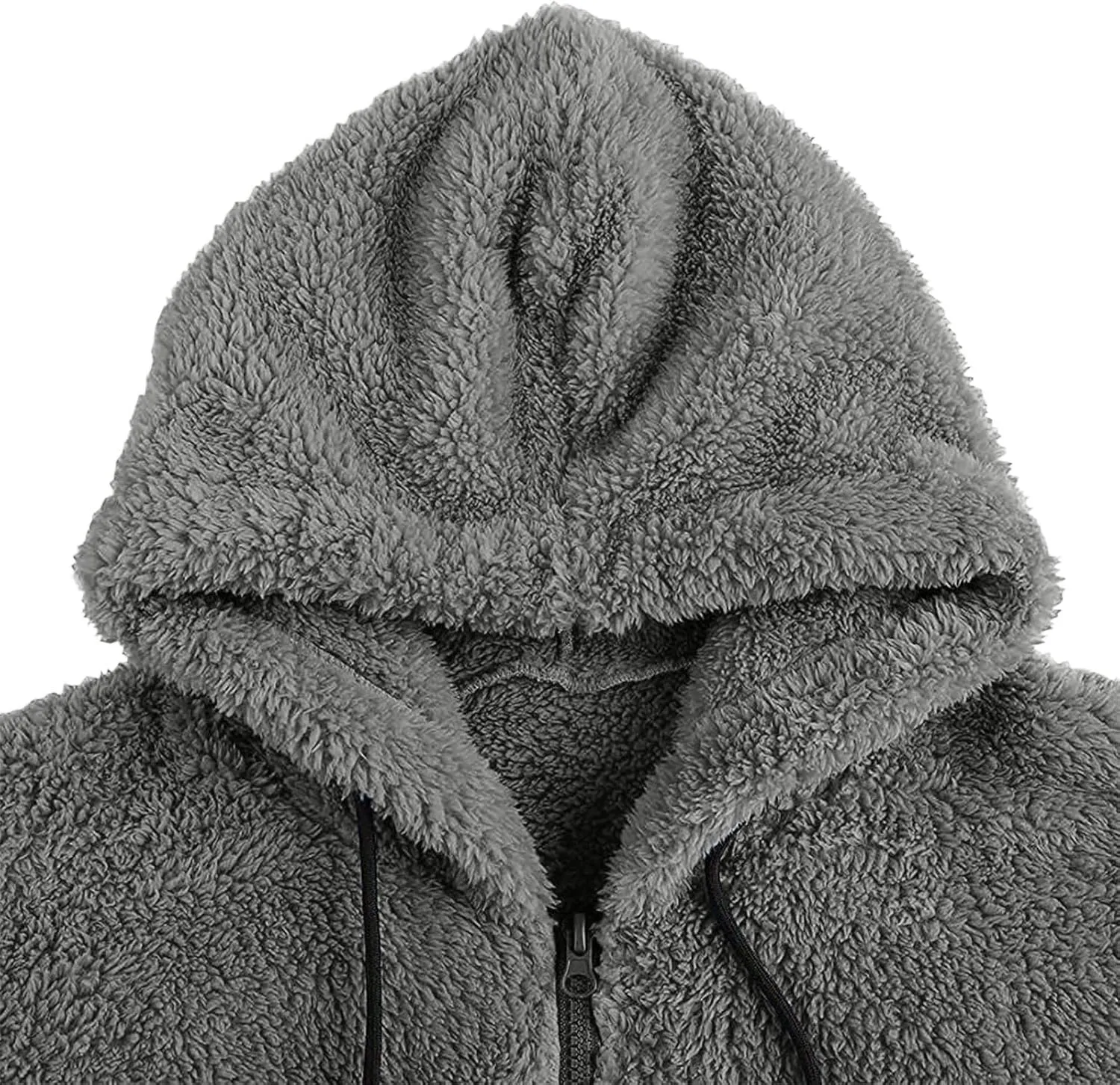 RTRDE Mens Casual Jacket Lightweight Sherpa Jackets Full Zip Warm Fuzzy Windproof Winter Coats Hooded Work Coats, M-3XL