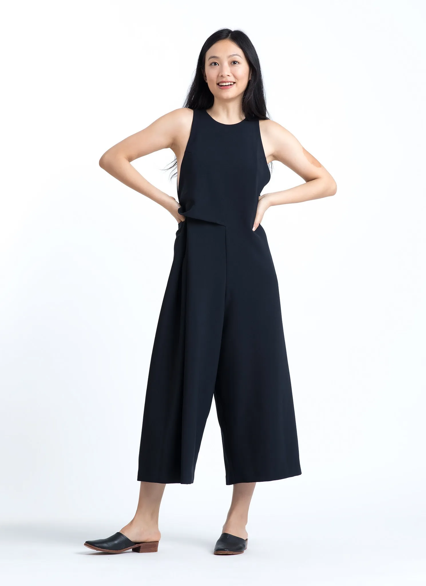 Saccha Layered Pocket Onesie - Black Blue
