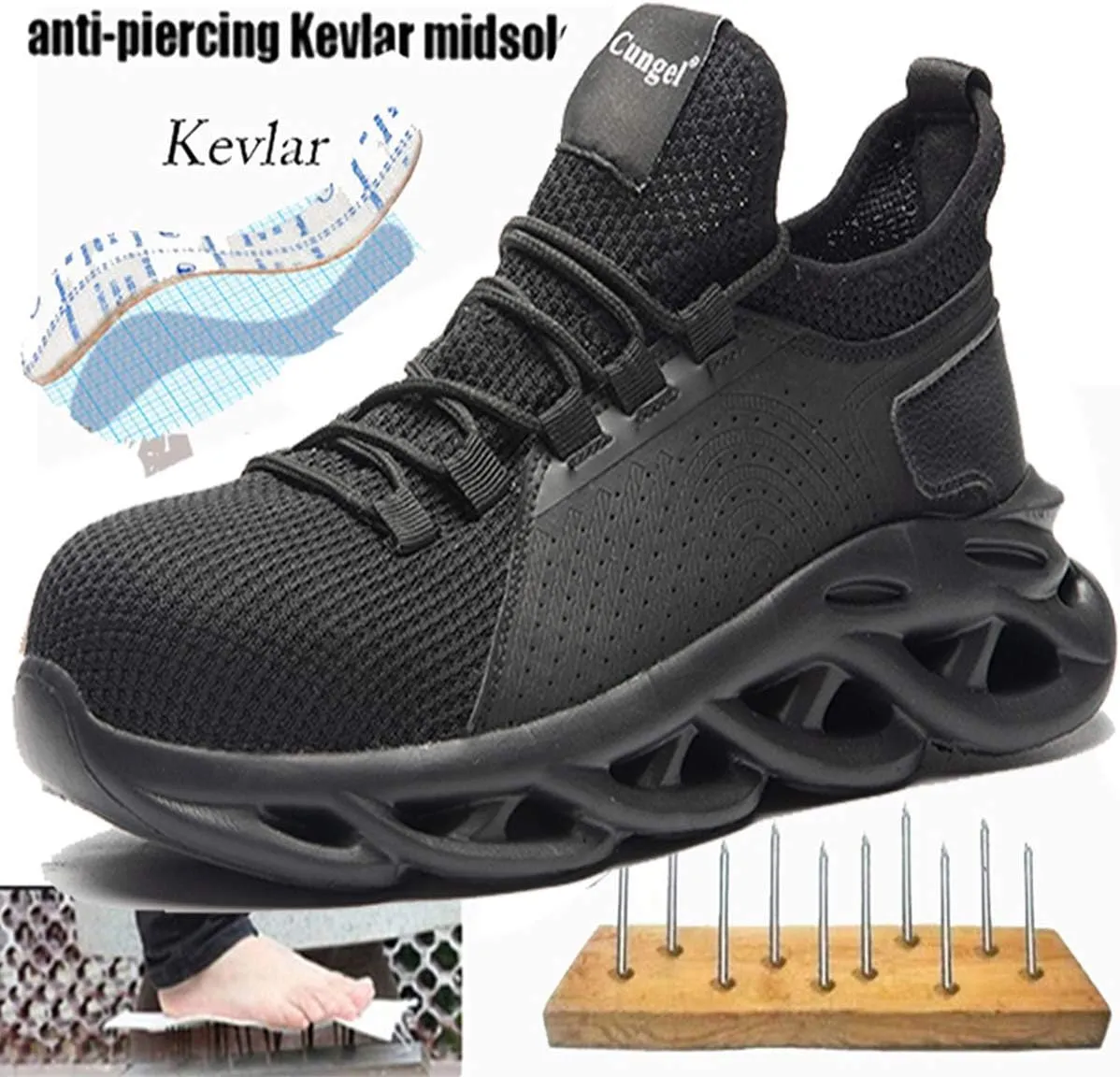 Safety Shoes Men Women Steel Toe Shoes Breathable and Anti-Collision Indestructible Work Shoes Construction Composite Toe Shoes