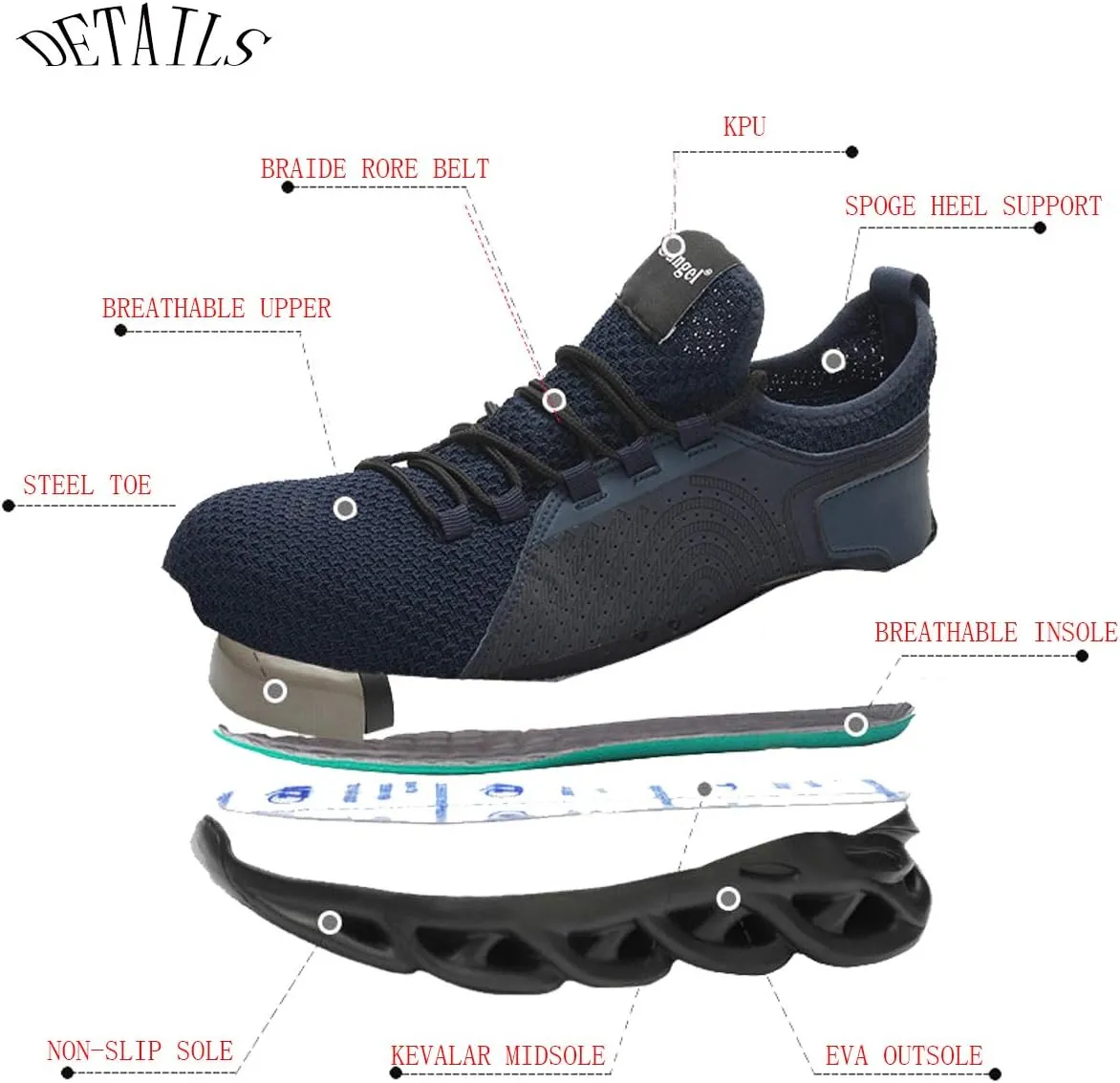 Safety Shoes Men Women Steel Toe Shoes Breathable and Anti-Collision Indestructible Work Shoes Construction Composite Toe Shoes
