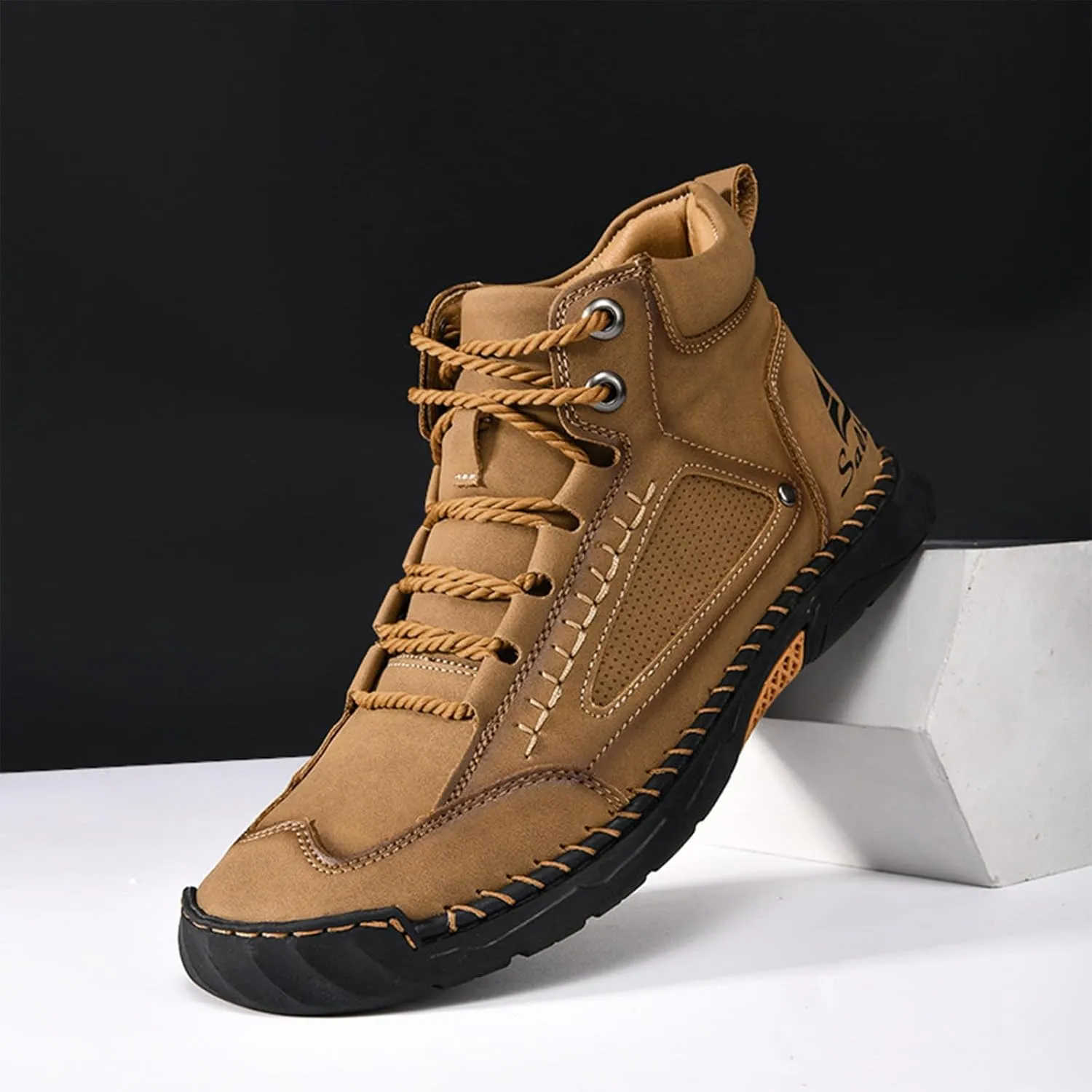 Sawbehind Leather Boots Mens, Comfortable Handmade Leather Boots, Waterproof, Arch Support, Outdoor Leather Shoes
