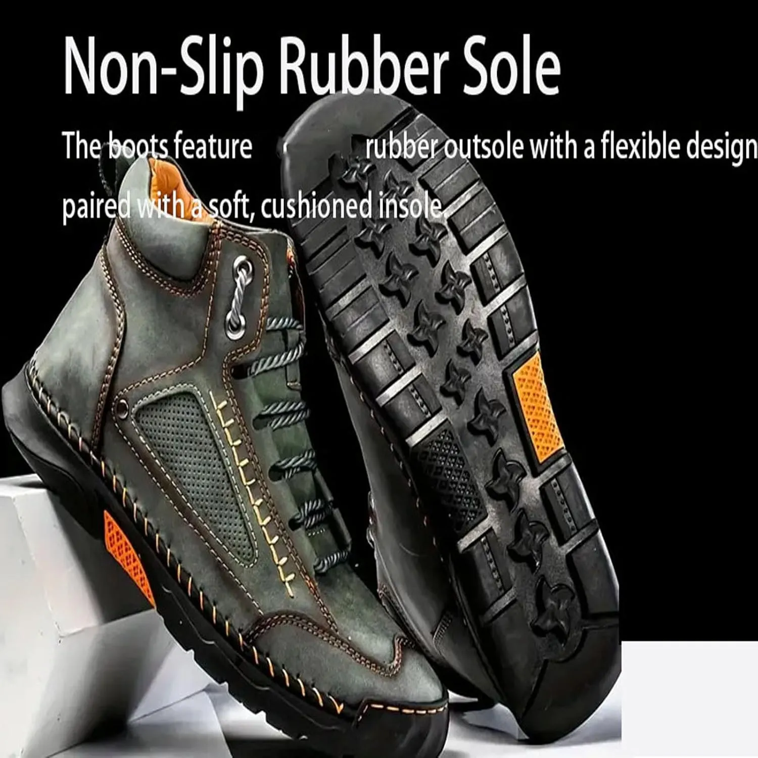Sawbehind Mens Boots, Saw behind Men's Comfortable Handmade Leather Boots, Waterproof, Arch Support