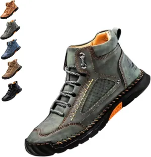 Sawbehind Men's Comfortable Handmade Leather Boots,Arch Support,Spacious Toe Box Outdoor Leather Shoes