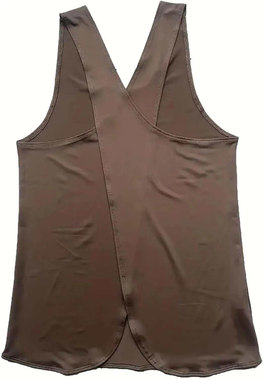 Sexy Open Back Workout Tank Tops Loose Fit Sleeveless Criss-Cross Back Slit Activewear Athletic Shirts