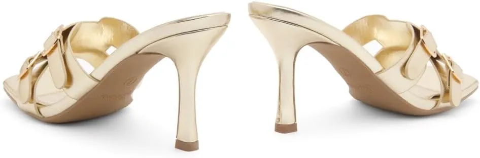 Shoe Land Melrose Women's High Heels Stiletto Heeled Slides, Square Open Toe One Band Slip-On Heeled Mules  Dressy Clear Heeled Sandals for Prom Party Wedding and Vacation